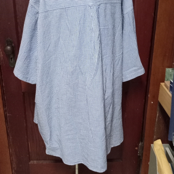 Chaps 6XB blue white stripe short sleeves mop button down embroidered pocket - Picture 6 of 12